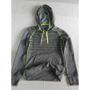 Nike Women Small ThermaFit Stripe Pullover Drawstring Stretch Hoody Sweater Gray